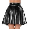 Agoky Women's Liquid Basic Versatile Stretchy Flared Casual Mini Skater Skirt Metallic Disco Dance Dress Black X-Large view 2
