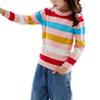 Freebily Kids Girls Crochet Knit Long Sleeve Striped Sweater Fall Pullover Cute Knitwear Jersey Tops Pink 2-3 Years view 3