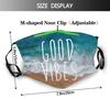 Niqqzit Good Vibes Ocean Tide Beach Mask with Filter Breathable Face Mask Washable Balaclava Bandana Mouth Cover with Adjustable Ear Loops view 2
