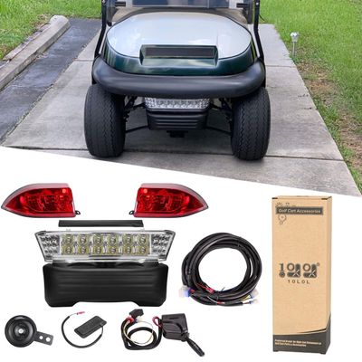 10L0L Golf Cart Deluxe Light Kit for Club Car Precedent, Headlights Taillight with Turn Signal Switch Horn Button, Blinker & Brake Light Switch Pad