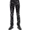 Alvivi Men's Genuine Leather Pants Skinny Straight Leg PU Motorcycle Biker Pants Long Trousers Black Medium