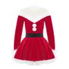 Yartina Girls Christmas Mrs Santa Claus Costume Kids Faux Fur Velvet Dress Dancewear Figure Ice Skating Outfit Red-Velvet 4 view 3