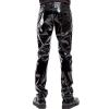 Alvivi Men's Genuine Leather Pants Skinny Straight Leg PU Motorcycle Biker Pants Long Trousers Black X-Large view 2
