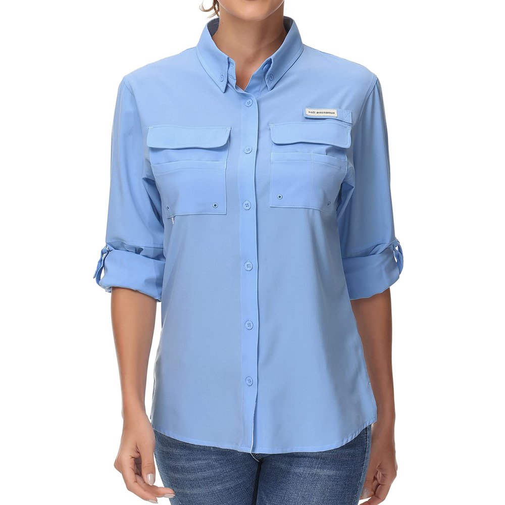 BASSDASH Women's UPF 50 Long Sleeve Fishing Hiking Button Down Shirt Performance Quick Dry FS21W