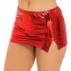 YONGHS Womens Shiny Metallic Liquid Side Split Mini Skirt Dance Party Pencil Skirt Latex Hipe Skirts Red One Size view 3