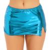 Lejafay Women's Shiny Metallic Liquid Mini Skirt Wet Look Leather Bodycon Short Split Mini Skirt Sky Blue One Size view 1