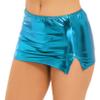 Lejafay Women's Shiny Metallic Liquid Mini Skirt Wet Look Leather Bodycon Short Split Mini Skirt Sky Blue One Size view 3