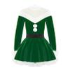 Hansber Girls Christmas Outfits Long Sleeve Faux Fur Trimming Velvet Figure Roller Skating Baton Twirling Dress Green 14 view 1