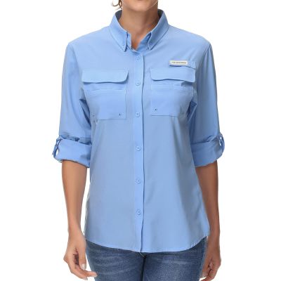 BASSDASH Women's UPF 50 Long Sleeve Fishing Hiking Button Down Shirt Performance Quick Dry FS21W
