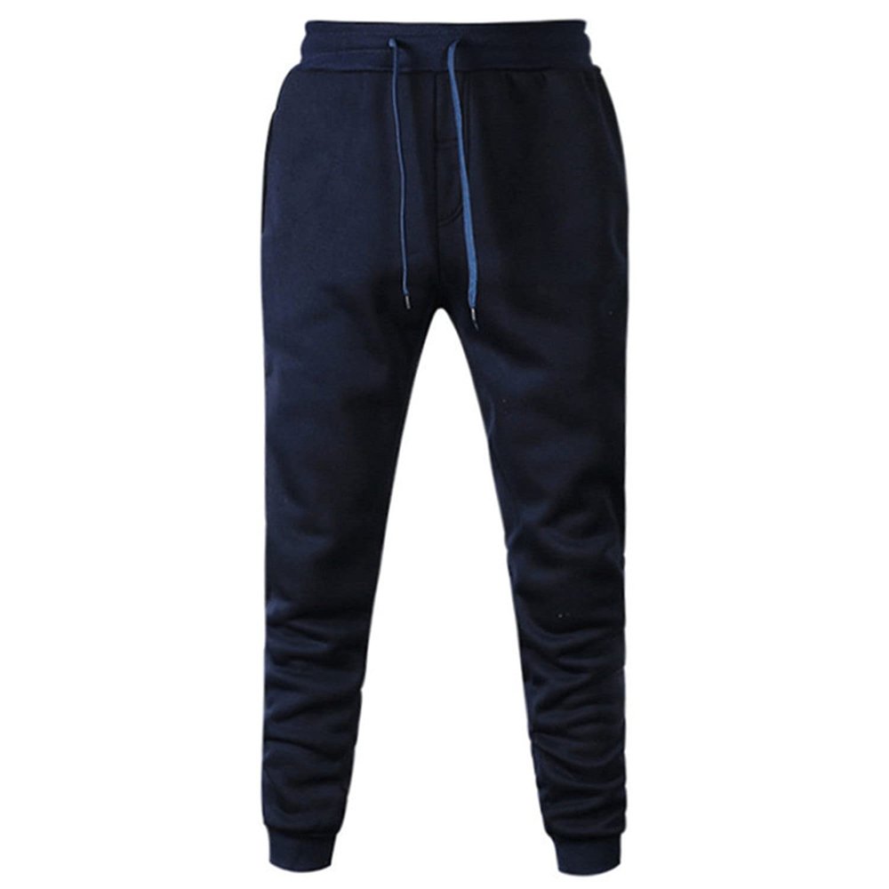 Kaxiya2021 Men's Fleece Sweatpants Casual Jogger Sports Pants Winter Cycling, Gym Training Closed-Bottom Pocketed Trousers (Medium,Blue)