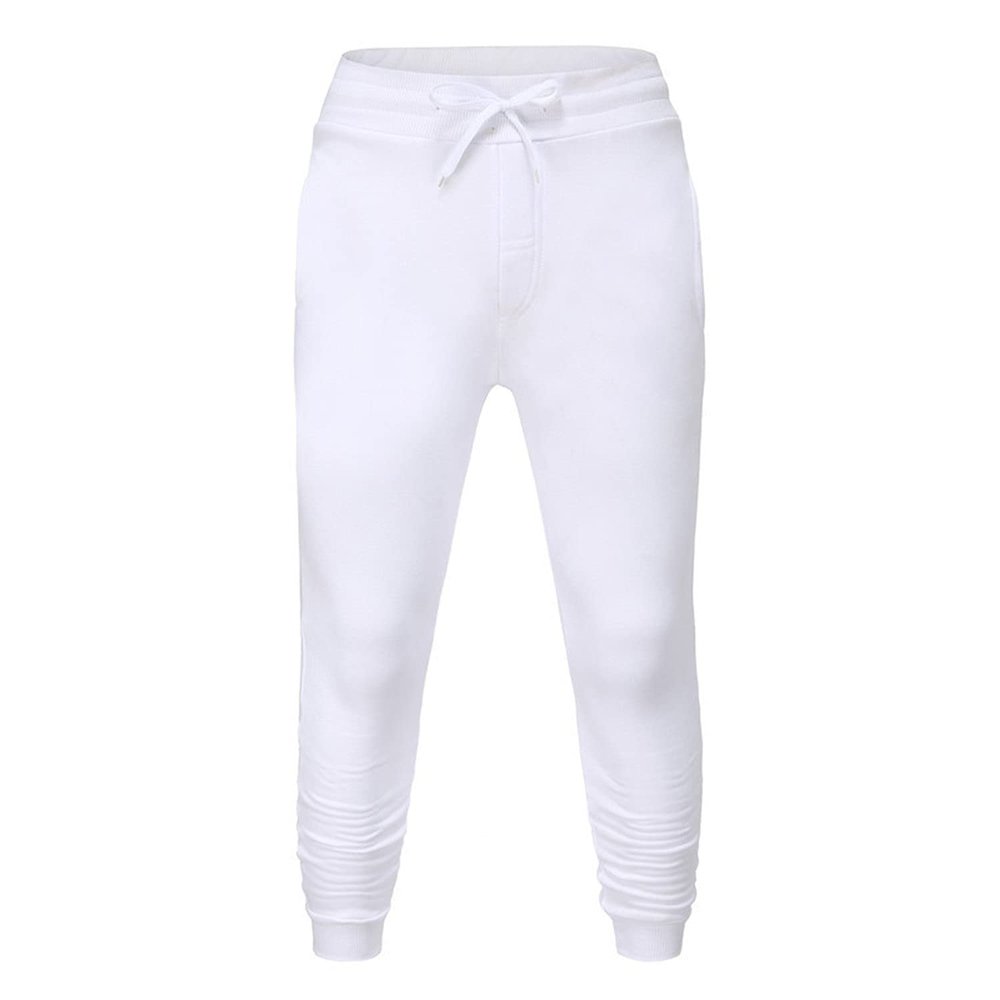 Kaxiya2021 Men's Fleece Sweatpants Casual Jogger Sports Pants Winter Cycling, Gym Training Closed-Bottom Pocketed Trousers (X-Large,White)
