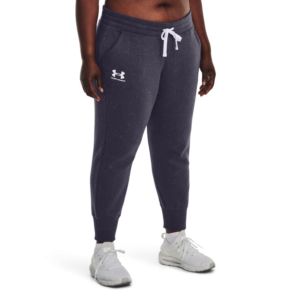 Under Armour Womens Rival Fleece Joggers, (558) Tempered Steel / / White, 1X Tall