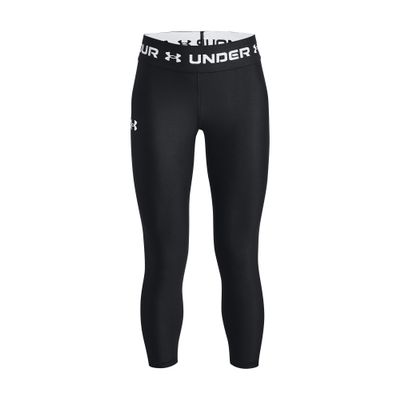Under Armour Girls' HeatGear Armour Ankle Crop Leggings, (001) Black / / White, Youth Small