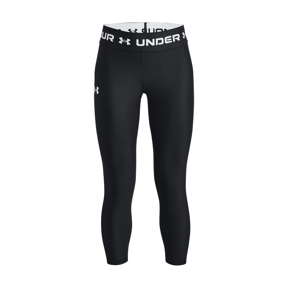 Under Armour Girls' HeatGear Armour Ankle Crop Leggings, (001) Black / / White, Youth Small