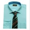 Baby Boy's and Men's Shirt with Striped Tie 2 PC Pageboy Wedding Prom Formal Business Set in Aqua Blue Size 6-12 Months view 1