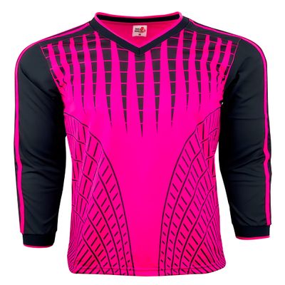 Men's Goalkeeper Soccer Jersey, Padded Goalie Shirt with Sponge Protector (Pink/Black, Small)