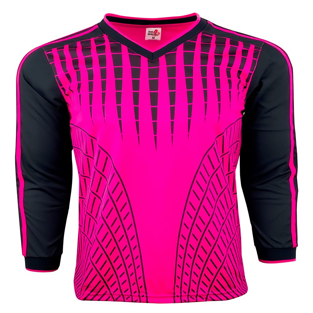 Men's Goalkeeper Soccer Jersey, Padded Goalie Shirt with Sponge Protector (Pink/Black, Small)