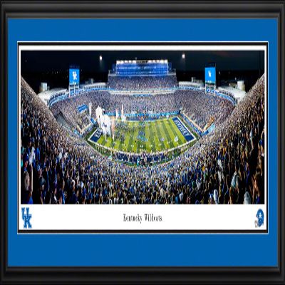 Kentucky Wildcats Football (run out)- 44x18-inch Double Mat, Deluxe Framed Picture by Blakeway Panoramas