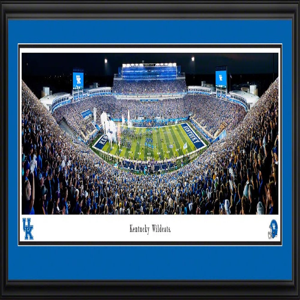 Kentucky Wildcats Football (run out)- 44x18-inch Double Mat, Deluxe Framed Picture by Blakeway Panoramas