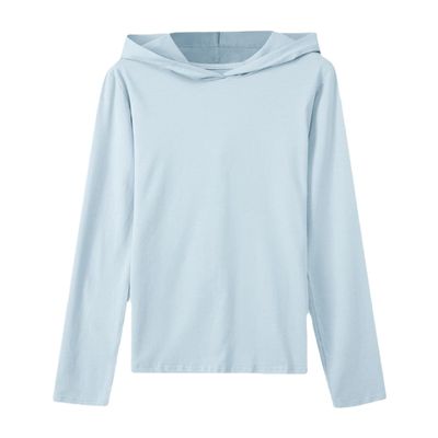 Women's Long-Sleeve Hooded T-Shirt Sun Protection Lightweight Cotton Soft Shirt Summer Short Sleeve Solid Hoodie