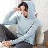 Women's Long-Sleeve Hooded T-Shirt Sun Protection Lightweight Cotton Soft Shirt Summer Short Sleeve Solid Hoodie view 3
