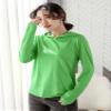 Women's Long-Sleeve Hooded T-Shirt Sun Protection Lightweight Cotton Soft Shirt Summer Short Sleeve Solid Hoodie Green view 3