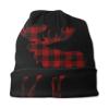 Buffalo Check Plaid Christmas Moose Deer Beanie Hat for Men/Women Slouchy Beanie Ski Skull Cap Winter Thin Stretch Acrylic Knit Hat Black view 3