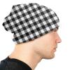 Buffalo Plaid Black and White Check Beanie Hat for Men/Women Slouchy Beanie Ski Skull Cap Winter Thin Stretch Acrylic Knit Hat view 4