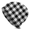 Buffalo Plaid Black and White Check Beanie Hat for Men/Women Slouchy Beanie Ski Skull Cap Winter Thin Stretch Acrylic Knit Hat view 1