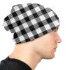 Buffalo Plaid Black and White Check Beanie Hat for Men/Women Slouchy Beanie Ski Skull Cap Winter Thin Stretch Acrylic Knit Hat view 4