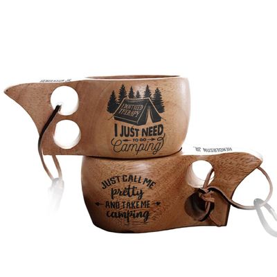 beno Need To Go Camping Personalized Portable Kuksa Wood Camp Mug - 100% Natural Wooden Cup with Carabiner, Custom Name & Bushcraft Nordic Style Lightweight,, 6.18 x 3.5 2.72 inches, 7.4 ounces