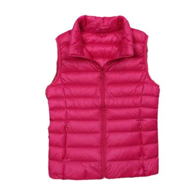 Xiangliy Autumn Women Ultra Light Down Vest White Duck Down Coat Parka Female Casual Sleeveless Waistcoat rose red L