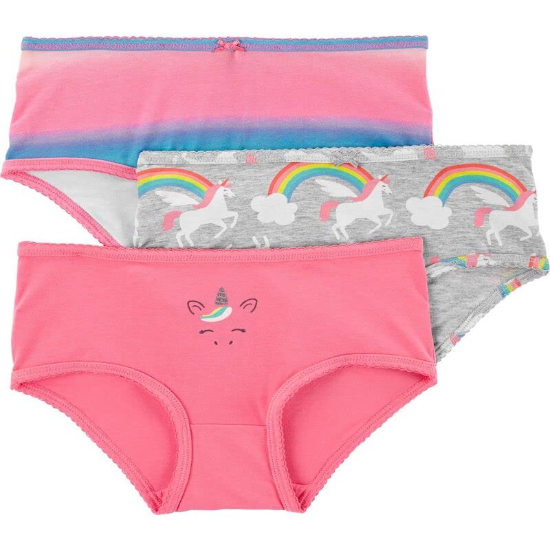 Carter's Girl's 3-Pack Stretch Cotton Panties (Unicorn(3H603710)/Rainbow, 2-3T)