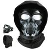 Guayma Airsoft Skull Mask Full Face Protective with Tactical Military Balaclava Headgear for Paintball Shooting CS Halloween Cosplay Party Costume Movie,BK view 1