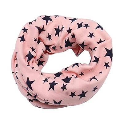 FJZAD Casual Boys and Girls Winter Warm Cotton Scarf Kids Unisex Scarf Scarf Star Print (Color : Pink)