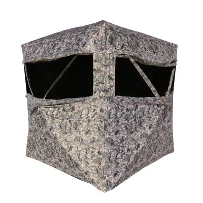 Hawk Reveal Hunting Archery Durable 73" Height Water Resistant Camo Concealing 3 Person Ground Blind with See-Through Mesh Window Panels