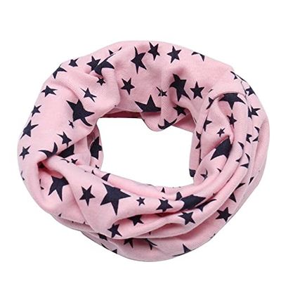 FJZAD Casual Boys and Girls Winter Warm Cotton Scarf Kids Unisex Scarf Scarf Star Print (Color : Dark Pink)