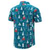 J&DHUASHA Christmas Hawaiian Shirt for Men Short Sleeve Button Down Santa Vacation Dress Shirts (Christmas Blue, XL) view 3