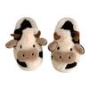GGOOB Kawaii Cow Fuzzy Plush Slippers Women Cute Animal Funny Fluffy House Slippers
