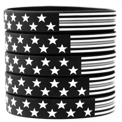 SayitBands Five of XL Flag Thin Gray Line Bracelets
