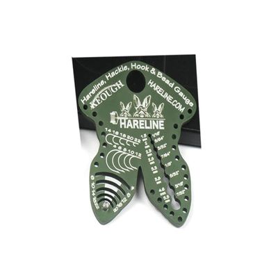 Hareline Hackle, Hook & Bead Gauge- Andodized Olive