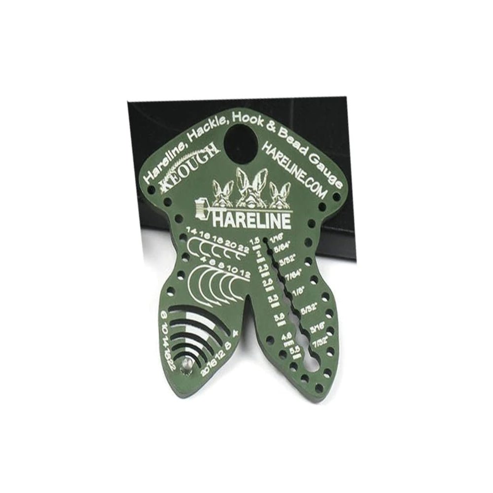 Hareline Hackle, Hook & Bead Gauge- Andodized Olive