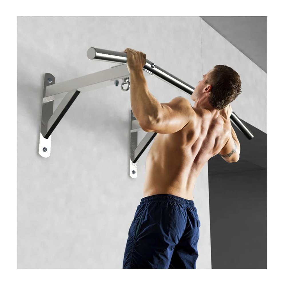 Pull Up Bars Stainless Steel Chin Up Bar, Garage Corridor Wall- Mounted Strength Training Bar, Sandbag Resistance Belt Hanging Fitness Bar, Safe Load 300kg