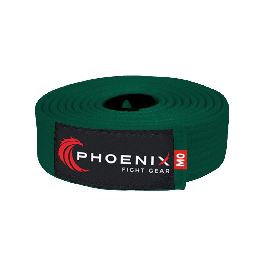 Phoenix Fight Gear Kids Jiu Jitsu Mixed Martial Arts BJJ Belt in Black, White, Grey, Orange, Yellow, Green, Purple, and Blue, Sizes M00, M0, M1, M2, M3 (Green, M3)