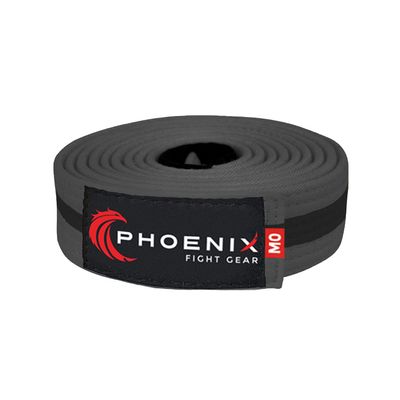 Phoenix Fight Gear Kids Jiu Jitsu Mixed Martial Arts BJJ Belt in Black, White, Grey, Orange, Yellow, Green, Purple, and Blue, Sizes M00, M0, M1, M2, M3 (Grey/Black, M00)