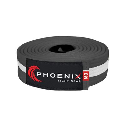 Phoenix Fight Gear Kids Jiu Jitsu Mixed Martial Arts BJJ Belt in Black, White, Grey, Orange, Yellow, Green, Purple, and Blue, Sizes M00, M0, M1, M2, M3 (Grey/White, M3)
