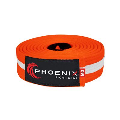 Phoenix Fight Gear Kids Jiu Jitsu Mixed Martial Arts BJJ Belt in Black, White, Grey, Orange, Yellow, Green, Purple, and Blue, Sizes M00, M0, M1, M2, M3 (Orange/White, M2)