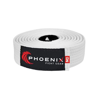 Phoenix Fight Gear Kids Jiu Jitsu Mixed Martial Arts BJJ Belt in Black, White, Grey, Orange, Yellow, Green, Purple, and Blue, Sizes M00, M0, M1, M2, M3 (White, M3)