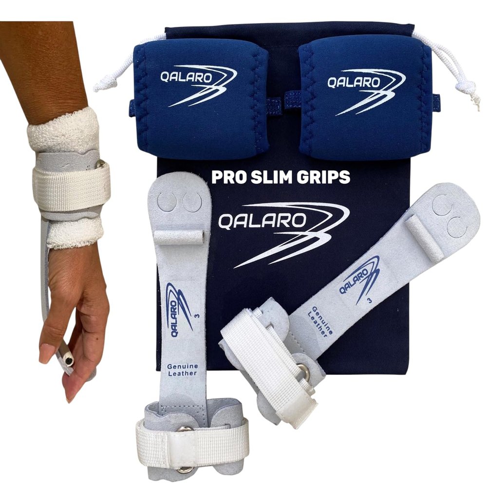 QALARO PRO Hook & Loop Grips for Girls Gymnastics | Dowel Grips, 4" Wristbands | Gymnastics Grips for Girls | Youth Bar Grips | Gymnastics Gloves