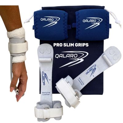 QALARO PRO Hook & Loop Grips for Girls Gymnastics | Dowel Grips, 4" Wristbands | Gymnastics Grips for Girls | Youth Bar Grips | Gymnastics Gloves